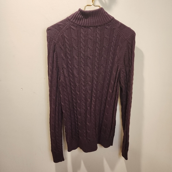 Land's End Drifter Burgundy Men's quarter zip 100% cotton Sweater size S - Picture 7 of 9